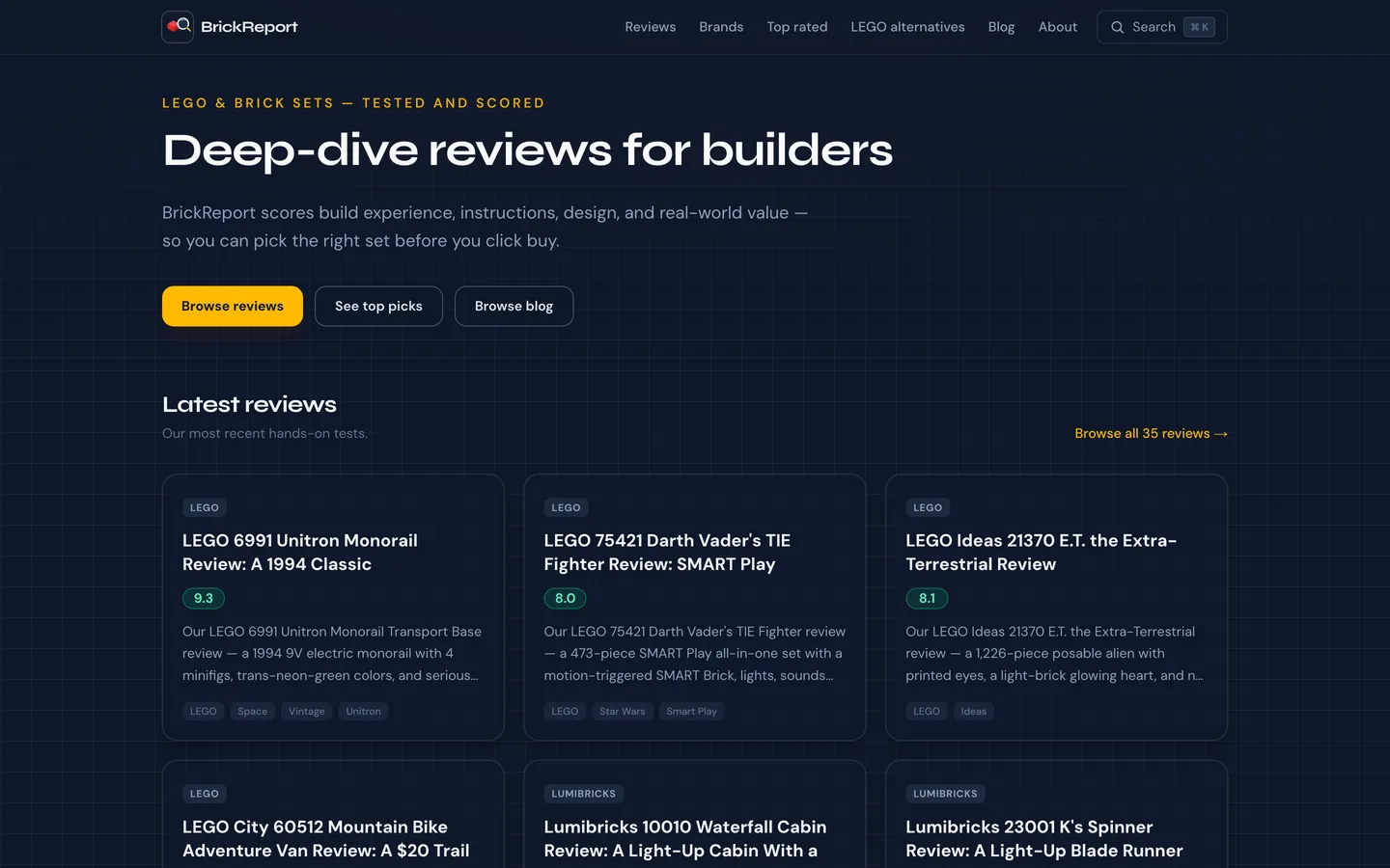 Screenshot of BrickReport at brickreport.io